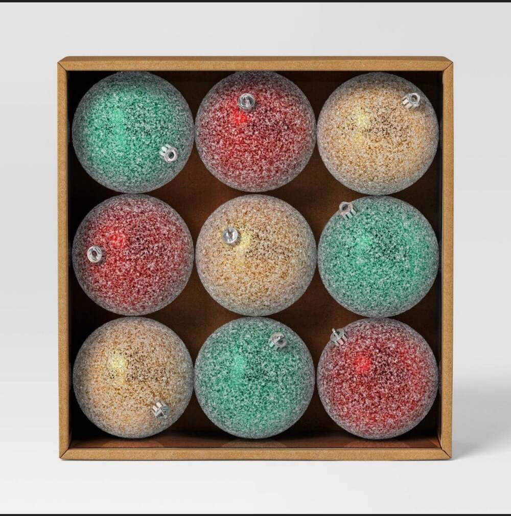 9ct 100mm Christmas Interior Glitter Finish Ornament Set Multi Color -Wondershop